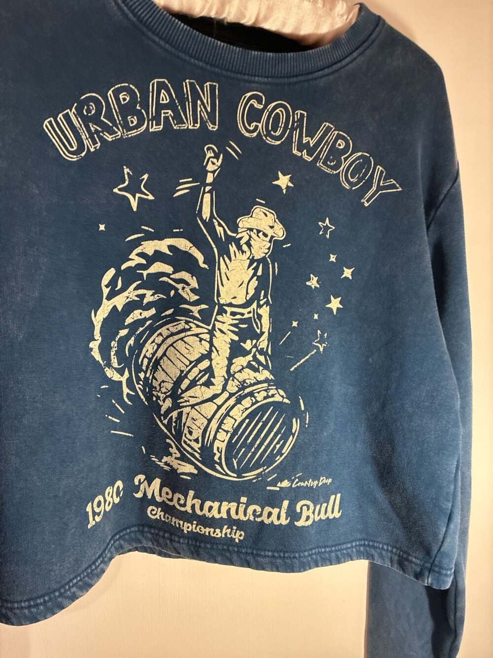 Country Deep Urban Cowboy Sweatshirt Size M Blue Mechanical Bull